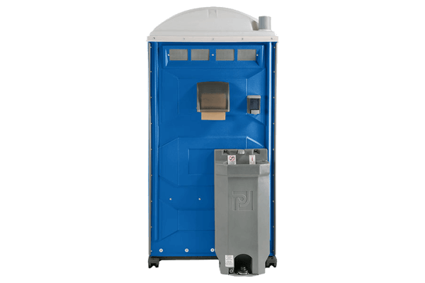 Deluxe flushable porta potty rental unit with sink for San Diego events
